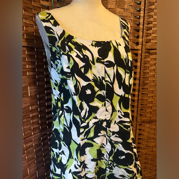 Jessica Howard 14W Dress Lime Green Black White Summer Spring Vacation - Picture 6 of 13